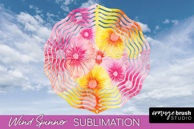 Rainbow Tie Dye Wind Spinner Sublimation Design Sublimation OrangeBrushStudio 