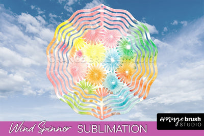 Rainbow Tie Dye Wind Spinner Sublimation Design Sublimation OrangeBrushStudio 