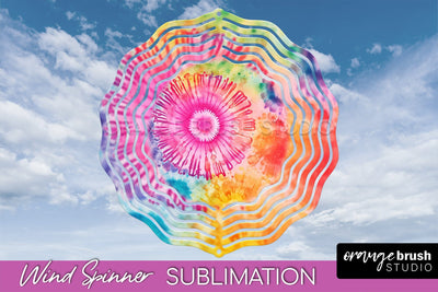 Rainbow Tie Dye Wind Spinner Sublimation Design Sublimation OrangeBrushStudio 