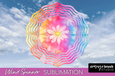 Rainbow Tie Dye Wind Spinner Sublimation Design Sublimation OrangeBrushStudio 