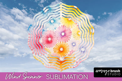 Rainbow Tie Dye Wind Spinner Sublimation Design Sublimation OrangeBrushStudio 