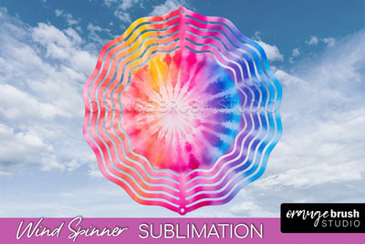 Rainbow Tie Dye Wind Spinner Sublimation Design Sublimation OrangeBrushStudio 