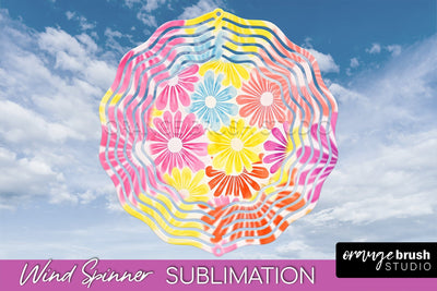 Rainbow Tie Dye Wind Spinner Sublimation Design Sublimation OrangeBrushStudio 