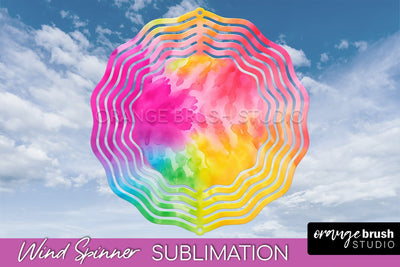Rainbow Tie Dye Wind Spinner Sublimation Design Sublimation OrangeBrushStudio 