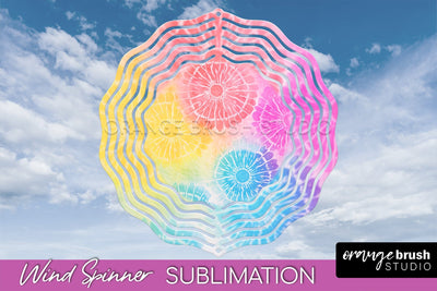Rainbow Tie Dye Wind Spinner Sublimation Design Sublimation OrangeBrushStudio 