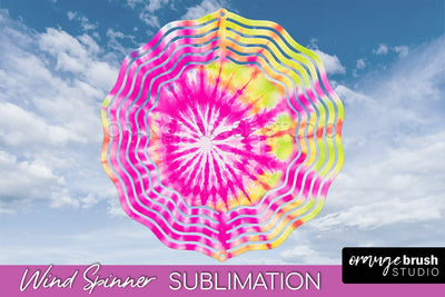 Rainbow Tie Dye Wind Spinner Sublimation Design Sublimation OrangeBrushStudio 