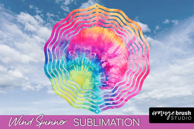 Rainbow Tie Dye Wind Spinner Sublimation Design Sublimation OrangeBrushStudio 