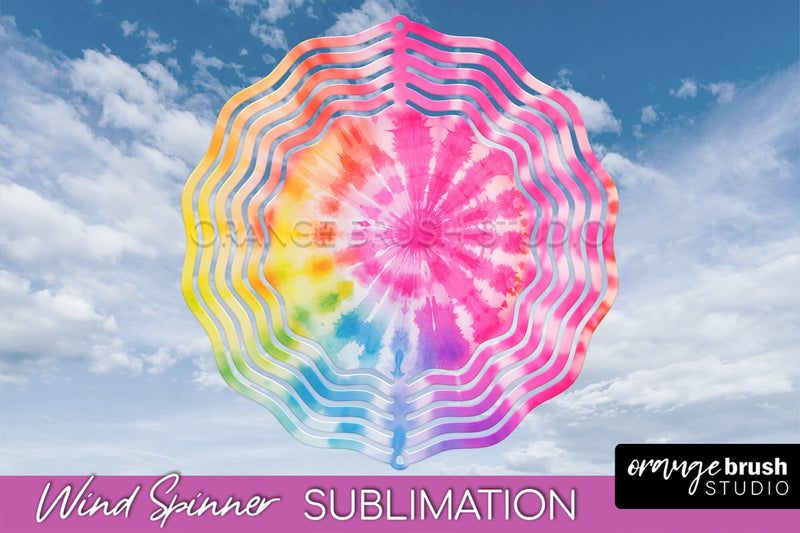 Rainbow Tie Dye Wind Spinner Sublimation Design Sublimation OrangeBrushStudio 
