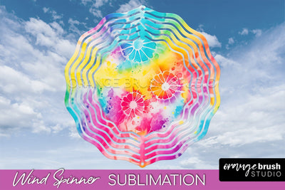 Rainbow Tie Dye Wind Spinner Sublimation Design Sublimation OrangeBrushStudio 