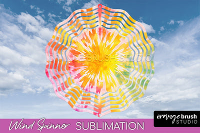 Rainbow Tie Dye Wind Spinner Sublimation Design Sublimation OrangeBrushStudio 