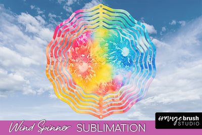 Rainbow Tie Dye Wind Spinner Sublimation Design Sublimation OrangeBrushStudio 