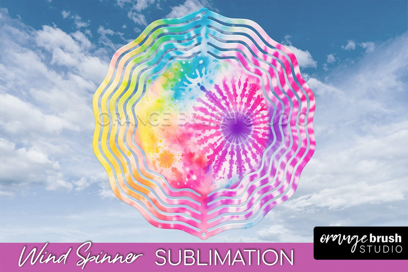 Rainbow Tie Dye Wind Spinner Sublimation Design Sublimation OrangeBrushStudio 