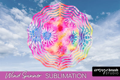 Rainbow Tie Dye Wind Spinner Sublimation Design Sublimation OrangeBrushStudio 