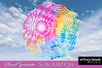 Rainbow Tie Dye Wind Spinner Sublimation Design Sublimation OrangeBrushStudio 