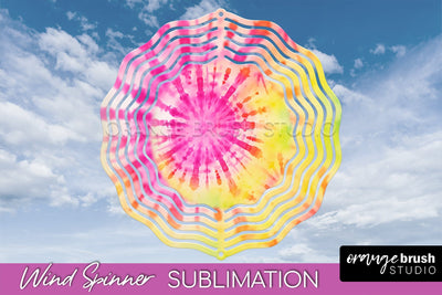 Rainbow Tie Dye Wind Spinner Sublimation Design Sublimation OrangeBrushStudio 