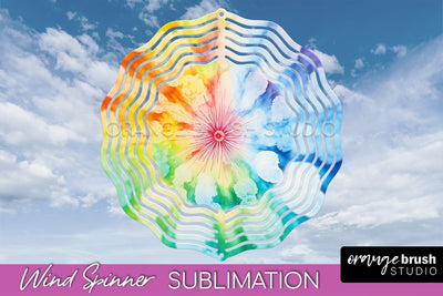 Rainbow Tie Dye Wind Spinner Sublimation Design Sublimation OrangeBrushStudio 