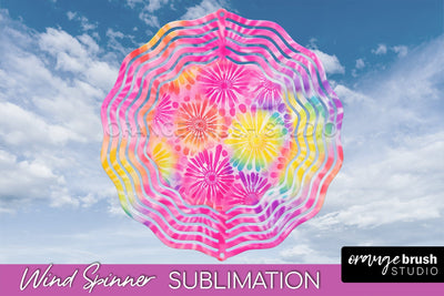 Rainbow Tie Dye Wind Spinner Sublimation Design Sublimation OrangeBrushStudio 