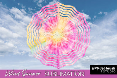 Rainbow Tie Dye Wind Spinner Sublimation Design Sublimation OrangeBrushStudio 