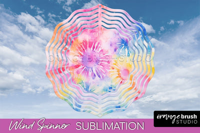 Rainbow Tie Dye Wind Spinner Sublimation Design Sublimation OrangeBrushStudio 