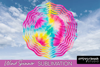 Rainbow Tie Dye Wind Spinner Sublimation Design Sublimation OrangeBrushStudio 