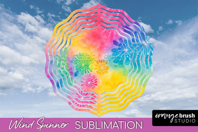 Rainbow Tie Dye Wind Spinner Sublimation Design Sublimation OrangeBrushStudio 
