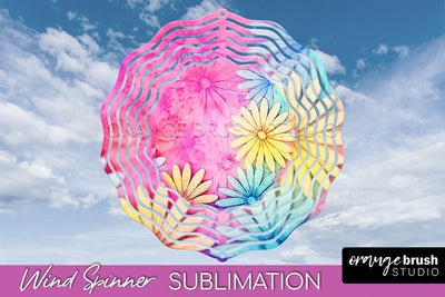 Rainbow Tie Dye Wind Spinner Sublimation Design Sublimation OrangeBrushStudio 
