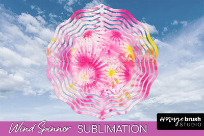Rainbow Tie Dye Wind Spinner Sublimation Design Sublimation OrangeBrushStudio 