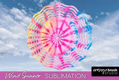 Rainbow Tie Dye Wind Spinner Sublimation Design Sublimation OrangeBrushStudio 