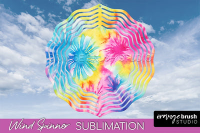 Rainbow Tie Dye Wind Spinner Sublimation Design Sublimation OrangeBrushStudio 