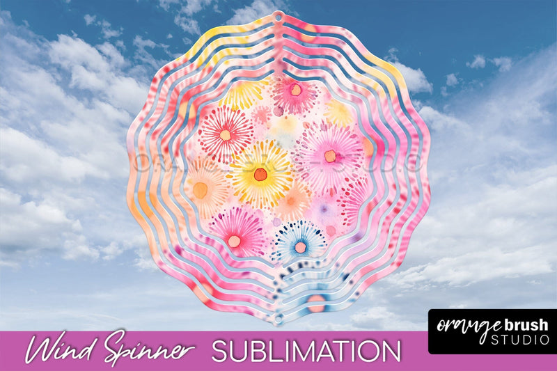 Rainbow Tie Dye Wind Spinner Sublimation Design Sublimation OrangeBrushStudio 