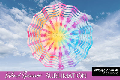 Rainbow Tie Dye Wind Spinner Sublimation Design Sublimation OrangeBrushStudio 