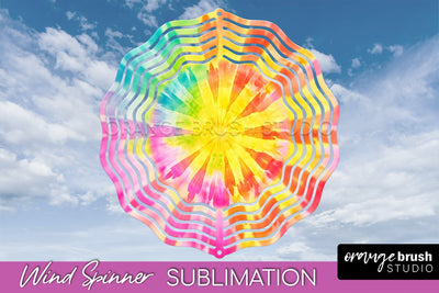 Rainbow Tie Dye Wind Spinner Sublimation Design Sublimation OrangeBrushStudio 