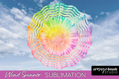 Rainbow Tie Dye Wind Spinner Sublimation Design Sublimation OrangeBrushStudio 
