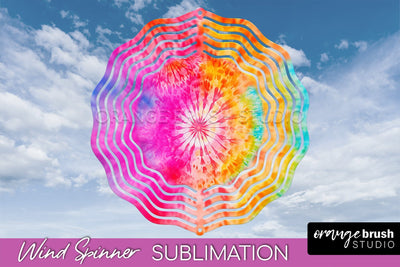 Rainbow Tie Dye Wind Spinner Sublimation Design Sublimation OrangeBrushStudio 