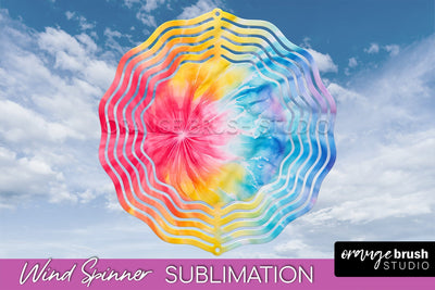 Rainbow Tie Dye Wind Spinner Sublimation Design Sublimation OrangeBrushStudio 