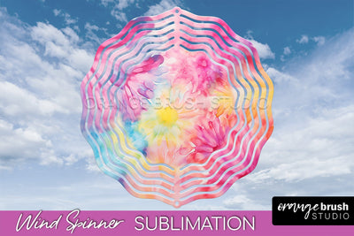 Rainbow Tie Dye Wind Spinner Sublimation Design Sublimation OrangeBrushStudio 