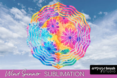 Rainbow Tie Dye Wind Spinner Sublimation Design Sublimation OrangeBrushStudio 