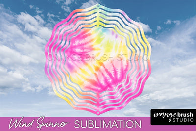 Rainbow Tie Dye Wind Spinner Sublimation Design Sublimation OrangeBrushStudio 