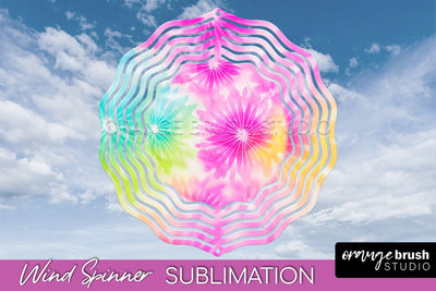 Rainbow Tie Dye Wind Spinner Sublimation Design Sublimation OrangeBrushStudio 