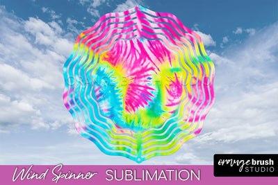 Rainbow Tie Dye Wind Spinner Sublimation Design Sublimation OrangeBrushStudio 