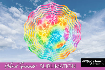 Rainbow Tie Dye Wind Spinner Sublimation Design Sublimation OrangeBrushStudio 