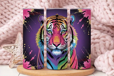 Rainbow Tiger 20oz Tumbler Wrap Sublimation DesignSVG 