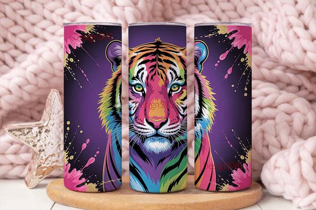 Rainbow Tiger 20oz Tumbler Wrap Sublimation DesignSVG 
