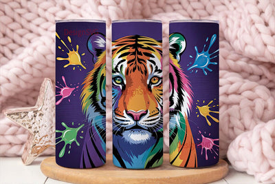 Rainbow Tiger 20oz Tumbler Wrap Sublimation DesignSVG 