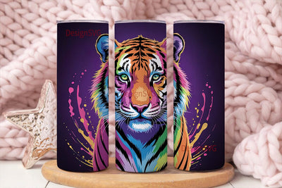 Rainbow Tiger 20oz Tumbler Wrap Sublimation DesignSVG 