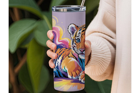 Rainbow Tiger Cub 20oz Tumbler Wrap Sublimation DesignSVG 