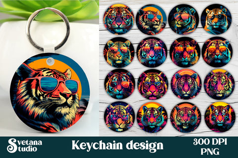 Rainbow tiger keychain sublimation bundle | Animal keychain Sublimation Svetana Studio 