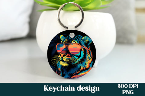 Rainbow tiger keychain sublimation bundle | Animal keychain Sublimation Svetana Studio 