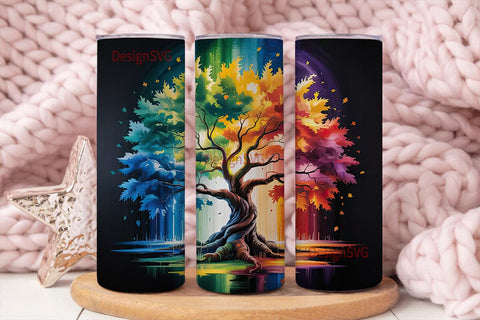 Rainbow Tree of Life 20oz Tumbler Wrap Sublimation DesignSVG 
