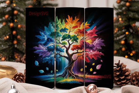 Rainbow Tree of Life 20oz Tumbler Wrap Sublimation DesignSVG 